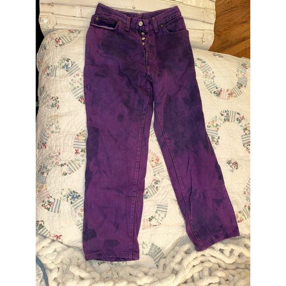 VINTAGE PURPLE LEVI'S 5O1 JEANS BOHO CLASSIC - Picture 1 of 9